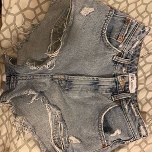 zara denim shorts size 0